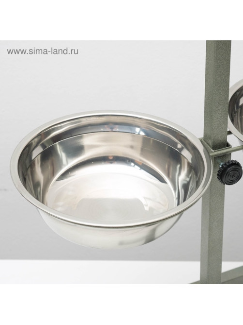 Подставка с мисками, 2×1.5 л, высота 50 см, разборная, зелёная