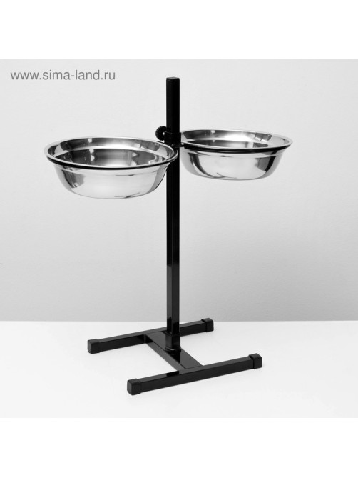 Подставка с мисками, 2×2.5 л, высота 60 см, разборная, чёрная