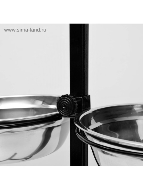 Подставка с мисками, 2×2.5 л, высота 60 см, разборная, чёрная