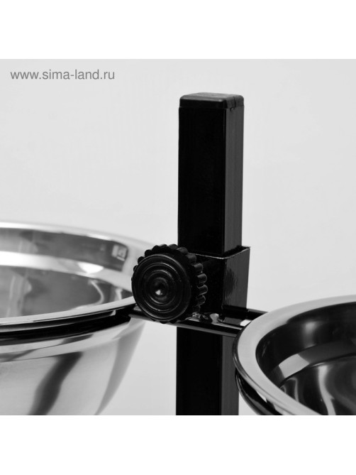 Подставка с мисками, 2×2 л, высота 50 см, разборная, чёрная