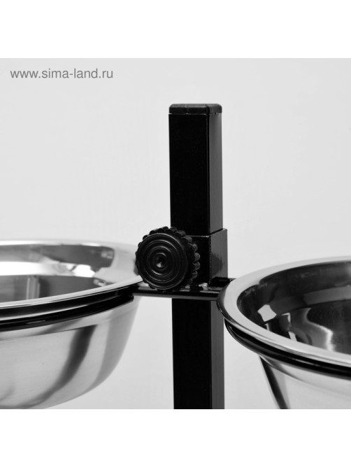Подставка с мисками, 2×1.5 л, высота 50 см, разборная, чёрная