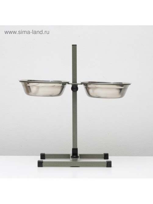 Подставка с мисками, 2×1.5 л, высота 50 см, разборная, зелёная