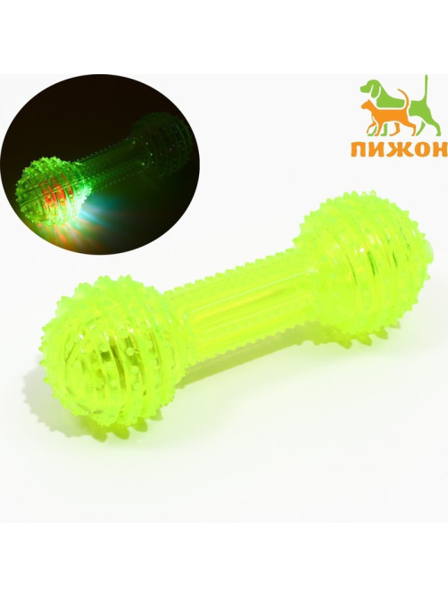 Игрушка для собак «Круглая кость», 15 см, светящаяся, TPR, жёлтая
