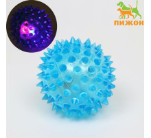 Мяч для собак средний, 5.5 см, светящийся, TPR, голубой