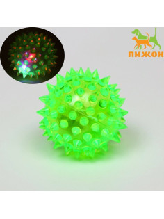 Мяч для собак средний, 5.5 см, светящийся, TPR, зелёный