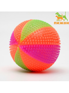Мяч для собак «Цирковой», 6.5 см, светящийся, TPR, цвет МИКС