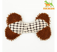 Игрушка мягкая для собак «Особая кость», 20×12 см, с пищалкой, двутканевая, белая, коричневая
