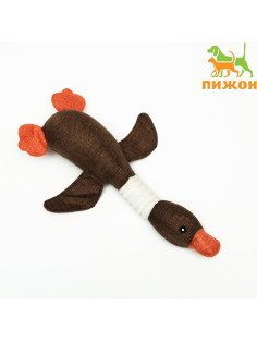 Мягкая игрушка дял собак «Утка», 31 см, с пищалкой, коричневая