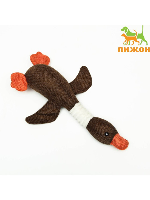 Мягкая игрушка дял собак «Утка», 31 см, с пищалкой, коричневая