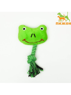 Мягкая игрушка для собак «Лягушка с канатом», 18 см, с пищалкой, зелёная