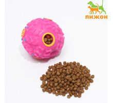 Квакающий мяч для собак, жёсткий, 7.5 см, розовый