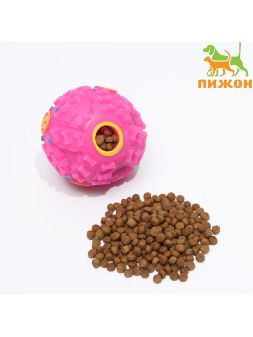 Квакающий мяч для собак, жёсткий, 7.5 см, розовый