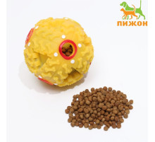 Квакающий мяч для собак большой, жёсткий, 9.5 см, жёлтый
