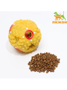 Квакающий мяч для собак большой, жёсткий, 9.5 см, жёлтый