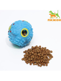 Квакающий мяч для собак, жёсткий, 7.5 см, голубой