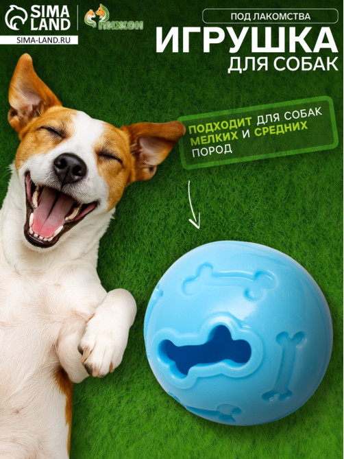 Мяч под лакомства, утолщённый TPR, 7 см, голубой