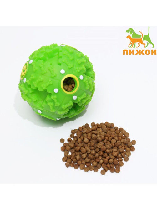 Квакающий мяч для собак большой, жёсткий, 9.5 см, зелёный