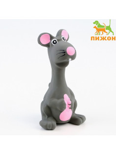 Игрушка для собак «Мышь», 10 см, пищащая, латекс, серая