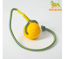Мяч из EVA, 7 см, на верёвке, для дрессировки, жёлтый