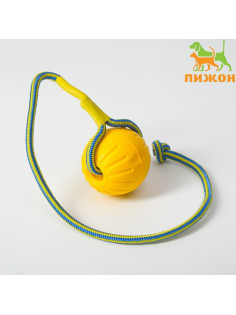 Мяч из EVA, 7 см, на верёвке, для дрессировки, жёлтый