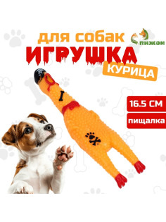 Игрушка пищащая «Курица пират» для собак, 16.5 см, жёлтая