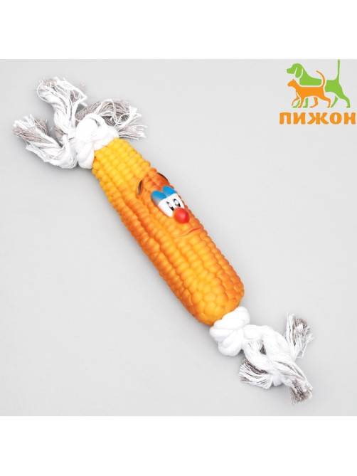 Игрушка на канате «Кукуруза» для собак, 30 см, кукуруза 14 см, жёлтая