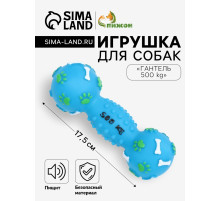 Игрушка для собак «Гантель 500 kg», 17.5 см, пищащая, винил, голубая