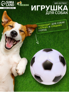 Игрушка для собак «Мяч Футбол», 6.2 см, пищащая, винил, белая