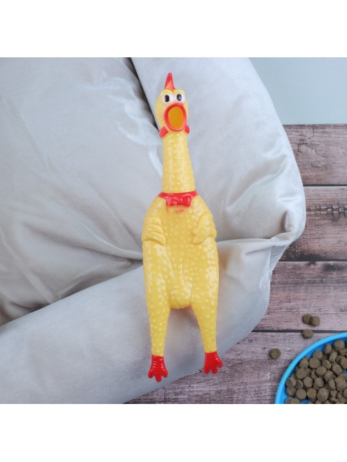 Игрушка для собак «Задумчивая курица XL», 41 см, пищащая, винил, жёлтая