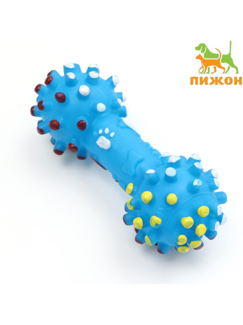 Игрушка пищащая увеличенная «Гантель с лапками» для собак, 16.5×6 см, голубая