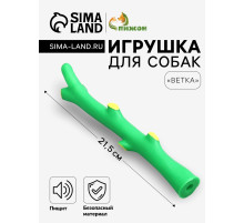 Игрушка для собак «Ветка», 21.5 см, пищащая, зелёная