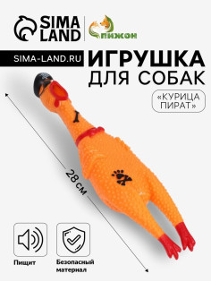 Игрушка пищащая «Курица пират» для собак, 28 см, жёлтая