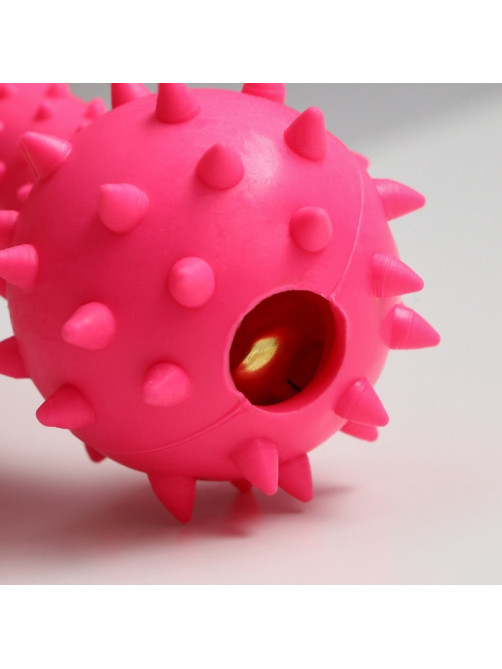 Жевательная игрушка для собак «Грозная гантель», 15×5 см, розовая