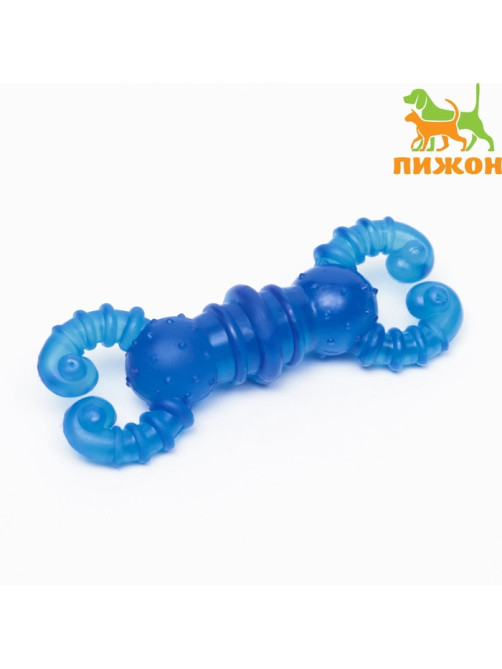 Жевательная игрушка для собак «Краб», прозрачная, 12 см, TPR, голубая