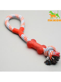 Игрушка тренировочная канатная с косточкой, до 120 г, до 40 см, микс цветов