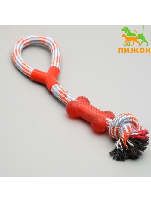 Игрушка тренировочная канатная с косточкой, до 120 г, до 40 см, микс цветов