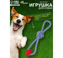 Игрушка канатная «Массажная», с узлом, до 65 г, до 30 см, цвет МИКС