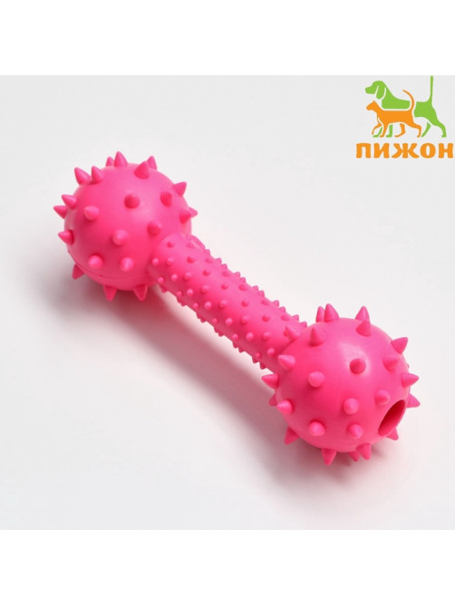 Жевательная игрушка для собак «Грозная гантель», 15×5 см, розовая