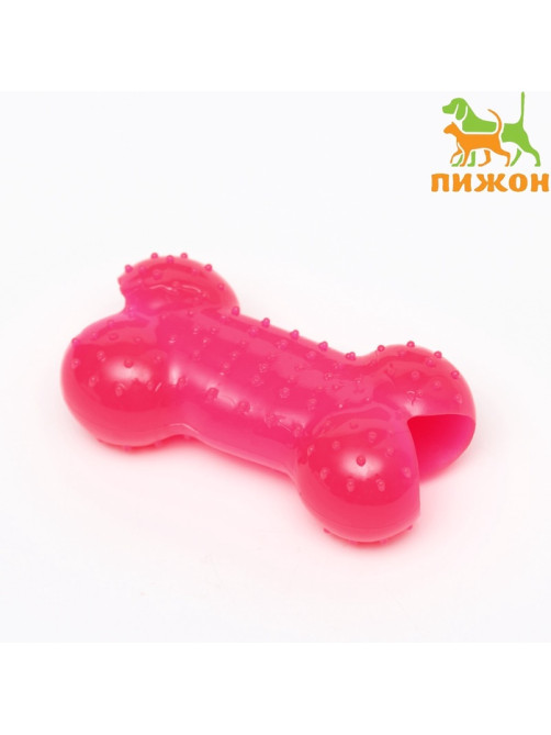 Жевательная игрушка для собак «Кость малая», 8.5 см, суперпрочная, розовая
