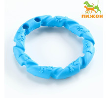 Жевательная игрушка для собак «Витое кольцо», 11.5 см, голубая