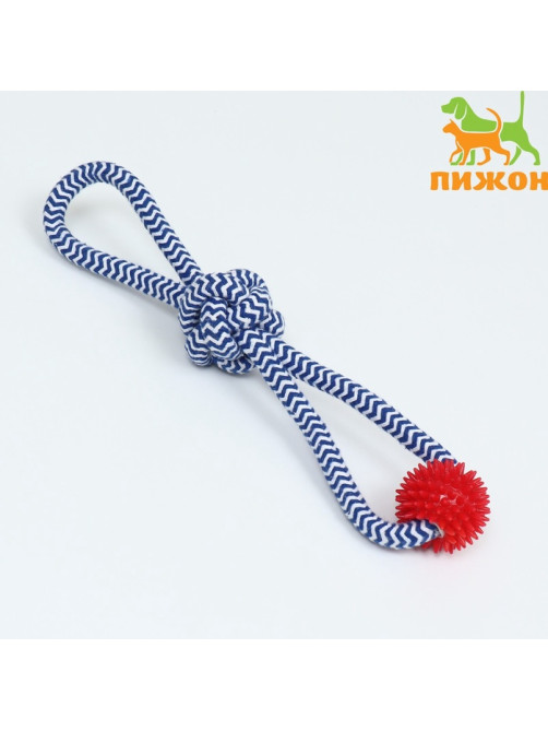 Игрушка канатная «Массажная», с узлом, до 65 г, до 30 см, цвет МИКС