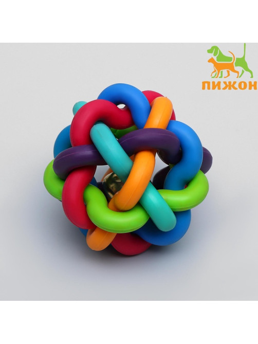 Мяч для собак «Молекула»,6 см, с бубенчиком, разноцветный