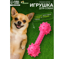 Жевательная игрушка для собак «Грозная гантель», 15×5 см, розовая
