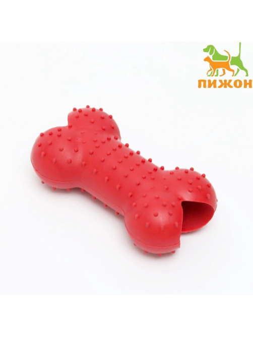 Жевательная игрушка для собак «Кость малая», 8.5 см, TPR, красная