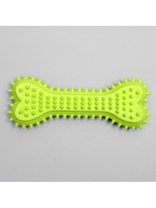 Игрушка жевательная литая «Кость с шипами», 15×6×2.5 см, салатовая