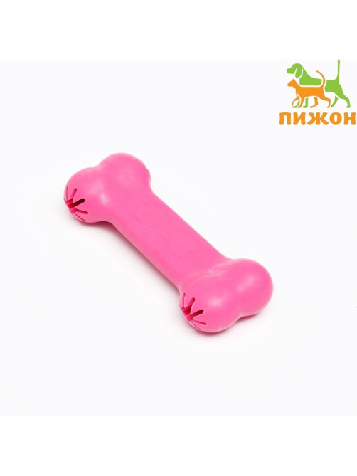 Жевательная игрушка для собак «Вкусная кость», 11 см, с отверстиями для лакомств, TPR, розовая