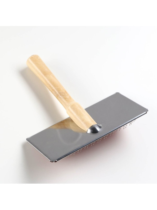 Пуходёрка большая Wood, 12×13 см, узкая, с каплями, деревянная ручка