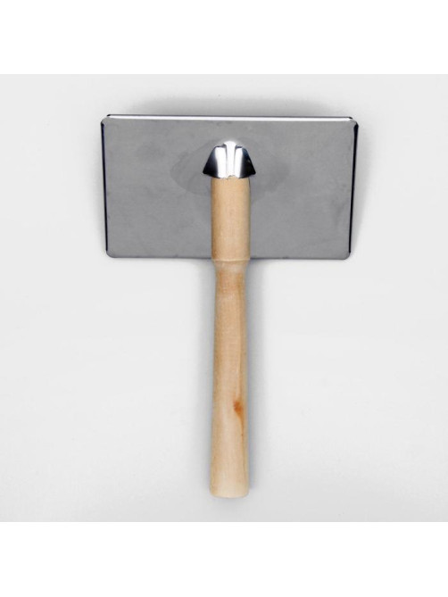 Пуходёрка большая Wood, 12×19 см, широкая, с каплями, длинная деревянная ручка