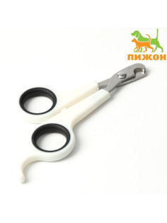 Ножницы-когтерезы с упором для пальца, отверстие 6 мм, белые с чёрным