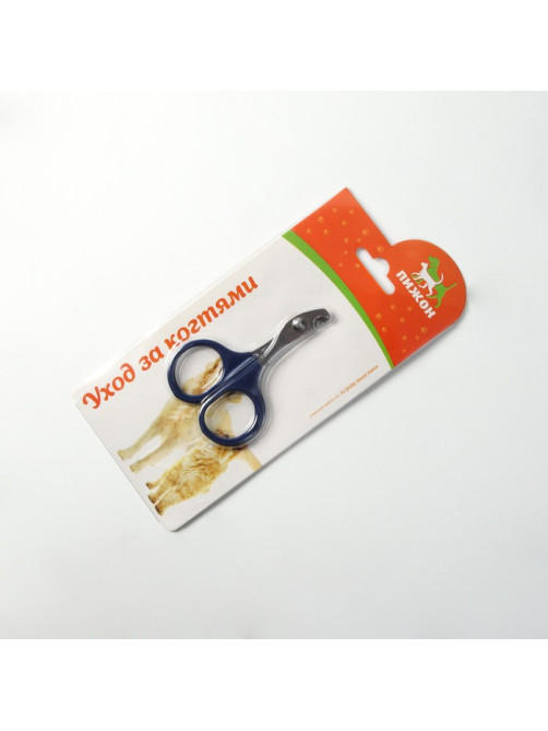 Ножницы-когтерезы, изогнутые, с прорезиненными ручками, отверстие 6 мм, тёмно-синие